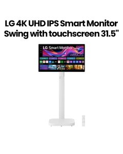 LG 31.5-inch 4K UHD IPS Smart Monitor Swing with touchscreen, featuring a unique movable stand and webOS system | 32U889SA-W