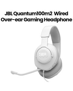 JBL Quantum 100 Wired Over-Ear Gaming Headphones with Detachable Mic - White | QUANTUM100M2