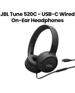 JBL Tune Wired On-Ear Headphones with USB-C – Black | JBLT520CBLK