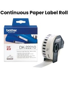 Genuine Brother DK-22210 Continuous Paper Label Roll Black on White, 29mm wide