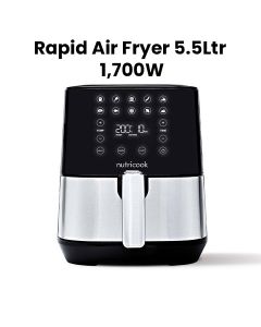 NutriCook Rapid Air Fryer 5.5L 1700W, Large Capacity Digital Air Fryer for Healthy Oil-Free Cooking, Fry Bake Roast | NC-AF205