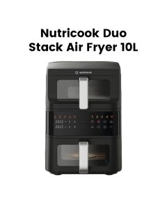 Nutricook Duo Stack Air Fryer 10L – Dual Layer Cooking System, Large Family Capacity, Rapid Hot Air Oil-Free Frying | NC-AFDS240