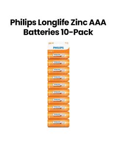 Philips Longlife Zinc AAA Batteries 10-Pack | R03L10S/97