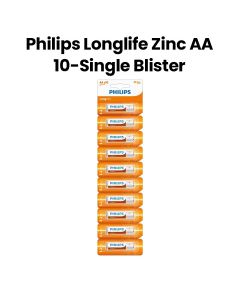 Philips Longlife Zinc AA 10-Single Blister with Tear Card |R6L10S/97