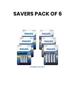 (SAVERS PACK OF 6) Philips LR03E4B/97 x 3 Packs + Philips LR6E4B/97 x 3 Packs