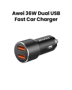 Awei Dual USB Fast Car Charger 36W Black | C-856