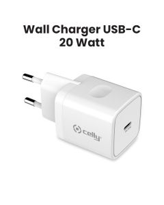 Celly  USB-C 20W Wall Charger - White | TC1USBC20WWH