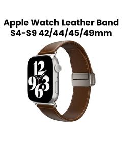 SwitchEasy Genuine Leather Watch Band with Magnetic Lock for Apple Watch Series 4-Series 9 42/44/45/49mm Brown | SAW459238BN24