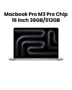 Apple MacBook Pro 16-inch M3 Pro Chip 12-Core CPU and 18-Core GPU, 36GB RAM, 512GB SSD - Silver |MRW63ZS/A