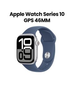 Apple Watch Series 10 GPS 46mm Silver Aluminium Case with Denim Sport Band - S/M | MWWL3QA/A