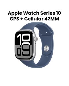 Apple Watch Series 10 GPS + Cellular 42mm Silver Aluminium Case with Denim Sport Band - M/L | MWX43QA/A