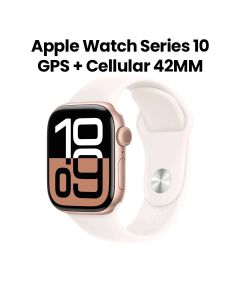 Apple Watch Series 10 GPS + Cellular 42mm Rose Gold Aluminium Case with Light Blush Sport Band - S/M | MWX93QA/A