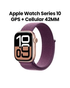 Apple Watch Series 10 GPS + Cellular 42mm Rose Gold Aluminium Case with Plum Sport Loop | MWXC3QA/A