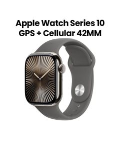 Apple Watch Series 10 GPS + Cellular 42mm Natural Titanium Case with Stone Grey Sport Band - S/M | MWXD3QA/A