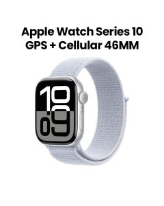Apple Watch Series 10 GPS + Cellular 46mm Silver Aluminium Case with Blue Cloud Sport Loop | MWY23QA/A