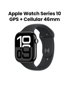 Apple Watch Series 10 GPS + Cellular 46mm Jet Black Aluminium Case with Black Sport Band - S/M | MWY33QA/A