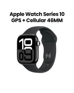 Apple Watch Series 10 GPS + Cellular 46mm Jet Black Aluminium Case with Black Sport Band - M/L | MWY43QA/A
