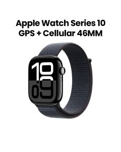Apple Watch Series 10 GPS + Cellular 46mm Jet Black Aluminium Case with Ink Sport Loop | MWY53QA/A