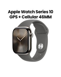 Apple Watch Series 10 GPS + Cellular 46mm Natural Titanium Case with Stone Grey Sport Band - S/M | MWY93QA/A