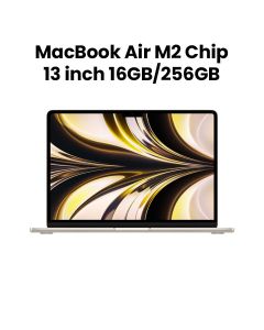 Apple MacBook Air 13" with M2 Chip 8-Core CPU & 8-Core GPU, 16GB RAM, 256GB SSD - Starlight |MC7W4AB/A