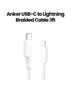 Anker 322 USB-C to Lightning Braided Cable 3FT - White | A81B5H21