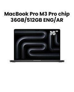 Apple MacBook Pro 16" M3 Pro Chip 12-Core CPU 18-Core GPU 36GB RAM 512GB SSD (English/Arabic) - Space Black | MRW23AB/A