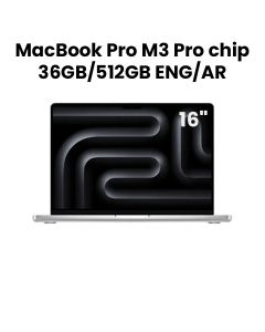 Apple MacBook Pro 16" M3 Pro Chip 12-Core CPU 18-Core GPU 36GB RAM 512GB SSD (English/Arabic) - Silver | MRW63AB/A