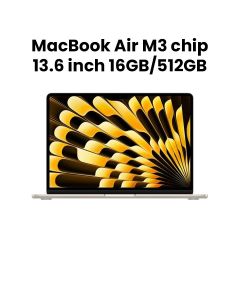 Apple MacBook Air 13.6" M3 Chip 10-Core GPU 16GB RAM 512GB SSD (English) - Starlight | MXCU3ZS/A