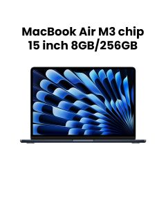 Apple MacBook Air 15.3" M3 Chip 10-Core GPU 8GB RAM 256GB SSD (English/Arabic) - Midnight | MRYU3AB/A