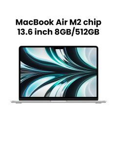 Apple MacBook Air 13.6" M2 Chip 10-Core GPU 8GB RAM 512GB SSD (English/Arabic) - Silver | MLY03AB/A