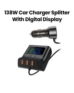 Acefast 138W Car Charger Splitter with Digital Display - Black | B11