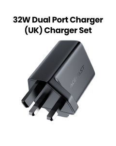 Acefast PD32W Dual Port Charger Set (USB-C+USB-A) UK - Black | A8