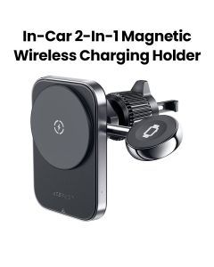 Acefast In-Car 2-in-1 Magnetic Wireless Charging Holder - Black | D18