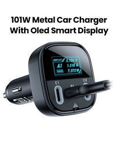 Acefast 101W Metal Car Charger (2C+A) with OLED Smart Display - Black | B5