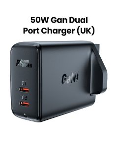 Acefast PD50W GaN Dual Port Charger (USB-C+USB-C) UK - Black | A32