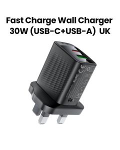 Acefast PD30W GaN Charger (USB-C+USB-A) UK - Black | A99