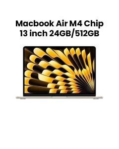 Apple MacBook Air 13-inch Apple M4 Chip with 10-Core CPU and 10-Core GPU 24GB 512GB SSD - Starlight |MC6A4AB/A