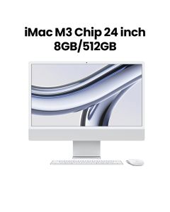 Apple 24-inch iMac Retina 4.5K, M3 Chip (8-core CPU, 10-core GPU), 512GB SSD - Silver | MQRK3AB/A