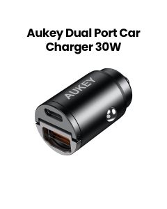 Aukey 30W Ultra Small 2-Port Car Charger (A+C Port) - Black |CC-A3 BK