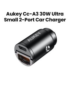Aukey 30W Ultra Small 2-Port Car Charger (A+C Port) - Black |CC-A3-SV