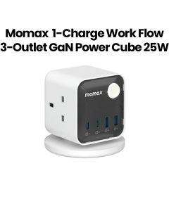 Momax Work Flow 3-Outlet Power Cube with USB - White |US20UKW