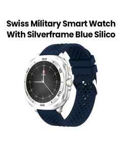 Swiss Military DOM7 Smart Watch with Silverframe Blue Silicone |SM-WCH-DOM7-SILF
