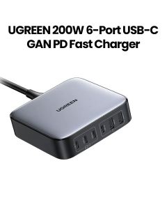 UGREEN 200W 6-Port USB-C GAN PD Fast Charger Desktop Charger - Black | UG-AC-6PORT-200W-CD271