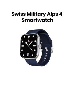 Swiss Military Smartwatch Silver Frame with Blue Silicon Strap | SM-WCH-ALPS4-SILF-BLUSS