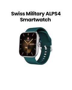 Swiss Military Smartwatch Silver Frame with Green Silicon Strap | SM-WCH-ALPS4-SILF-GRNSS