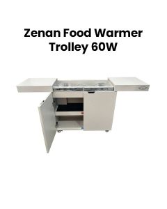 Zenan Food Warmer Trolley + 3 Glass Bowl - White |ZFW-T005W