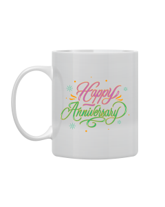 White Mug Printed in Happy Anniversary