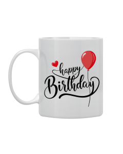 White Mug Printed in Happy Birthday