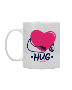 White Mug Printed in Love Filled