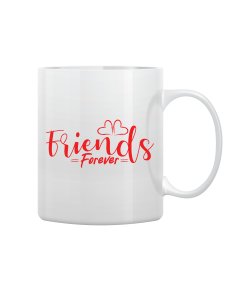 White Mug Printed in Red Friends Forever